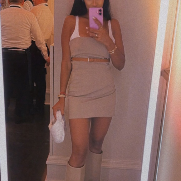 ZARA COMBINATION BELTED DRESS - Picture 1 of 3